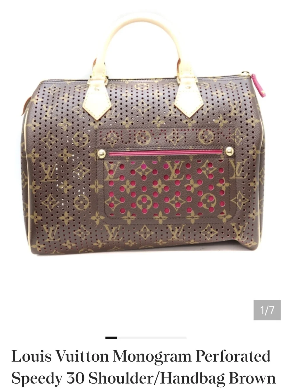 Louis Vuitton Brown Monogram Perforated Speedy with Tan Trim